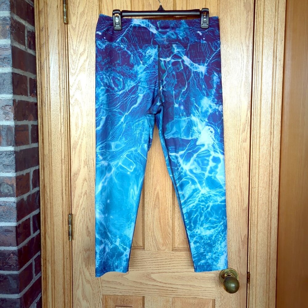 Eagle Rock Werkshop blue swimming pool triathlon fabric capri leggings XL capri